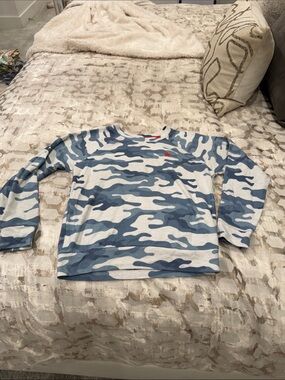 PJ Salvage Blue & White Camouflage Long-Sleeve Tee